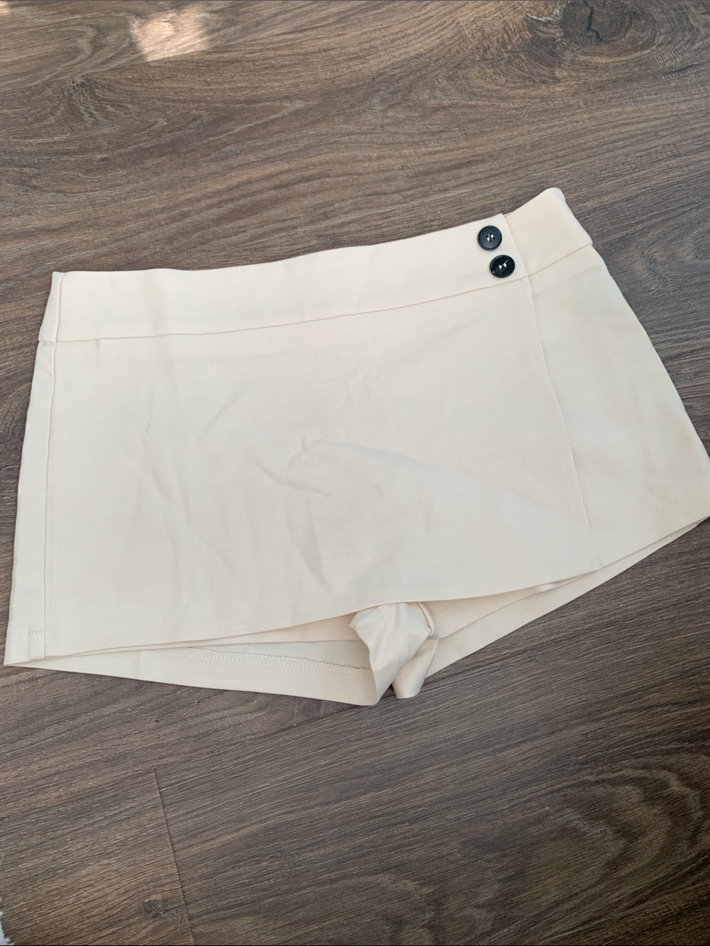 SHEIN Cream Skort Shorts with Side Button Detail